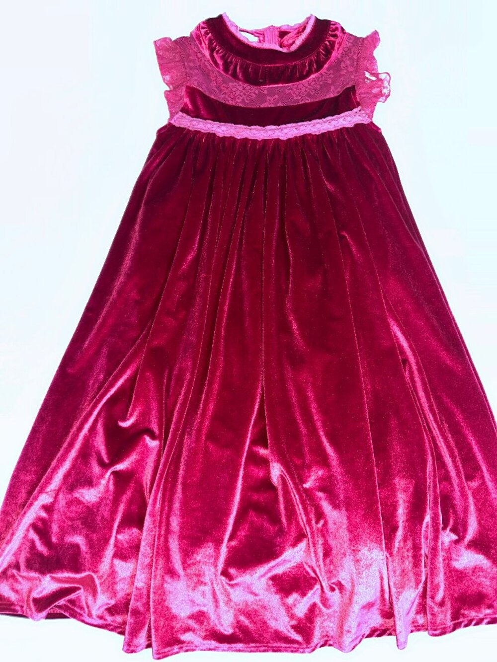 Just Couture Girls Velvet Lace Dress Raspberry Flutter Sleeve Holiday 10 #604